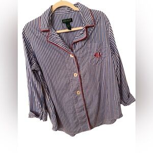 Lauren Ralph Lauren Striped Pajama Top – Size L – 100% Cotton